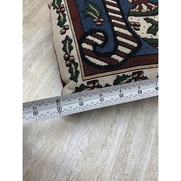 Handmade Christmas Joy Needlepoint Throw Pillow Holiday Decor 12'X8' - Picture 3 of 4